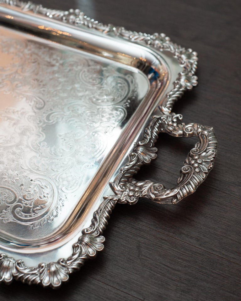 Antique WM A Rogers Small Silver Plate Oval Serving Tray For Sale at  1stDibs
