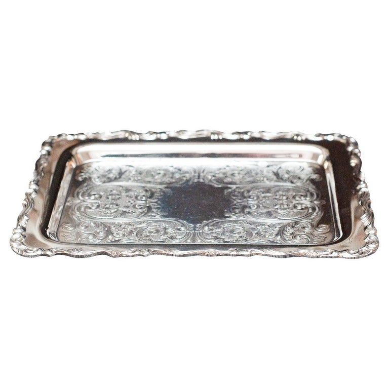 Antique WM A Rogers Small Silver Plate Oval Serving Tray For Sale at  1stDibs