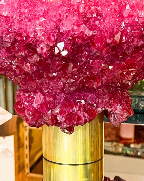 CONTEMPORARY CRYSTALLIZED BOWL IN RUBY RED BY ISAAC MONTÉ, NETHERLANDS