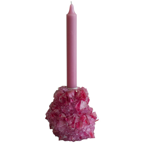 CONTEMPORARY CRYSTALLIZED FUSHCIA CANDLEHOLDER BY ISAAC MONTÉ, NETHERLANDS