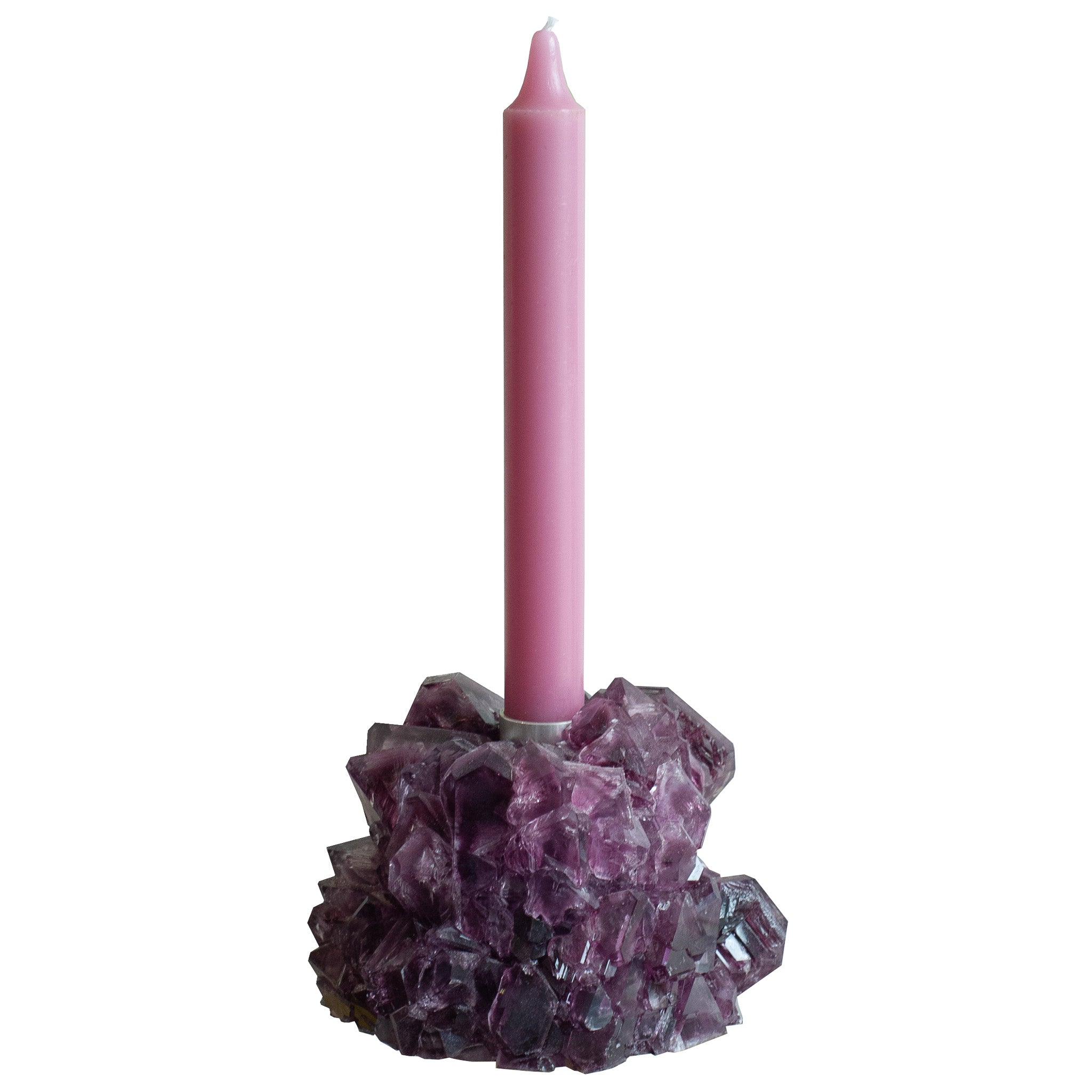 CONTEMPORARY CRYSTALLIZED PURPLE CANDLEHOLDER BY ISAAC MONTÉ, NETHERLANDS