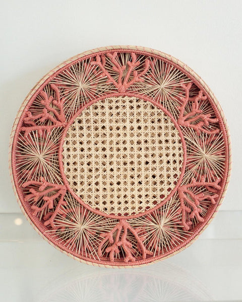 CONTEMPORARY SET OF 6 HANDWOVEN RATTAN CORAL PLACEMATS