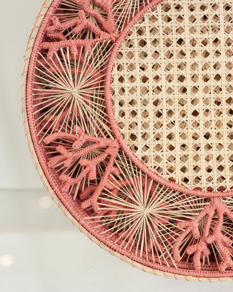 CONTEMPORARY SET OF 6 HANDWOVEN RATTAN CORAL PLACEMATS