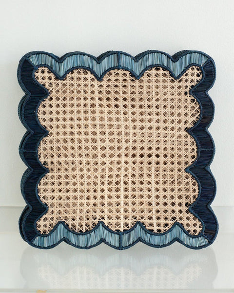 CONTEMPORARY SET OF 8 HANDWOVEN NATURAL RATTAN WAVES PLACEMATS