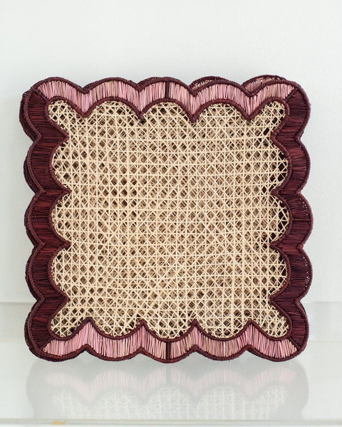 CONTEMPORARY SET OF 8 HANDWOVEN NATURAL RATTAN WAVES PLACEMATS