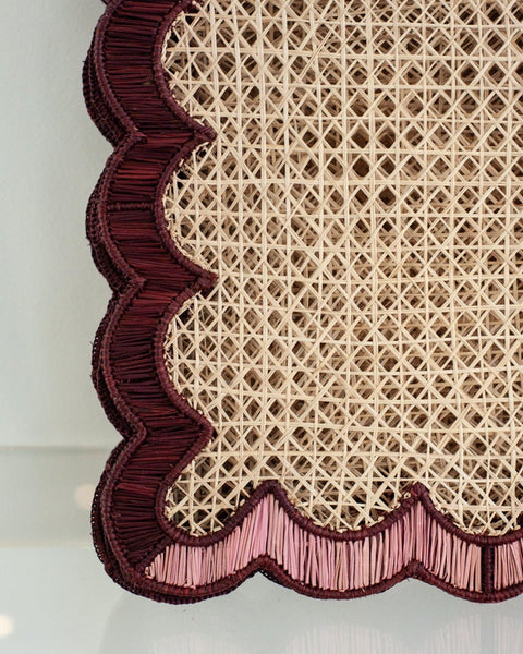 CONTEMPORARY SET OF 8 HANDWOVEN NATURAL RATTAN WAVES PLACEMATS