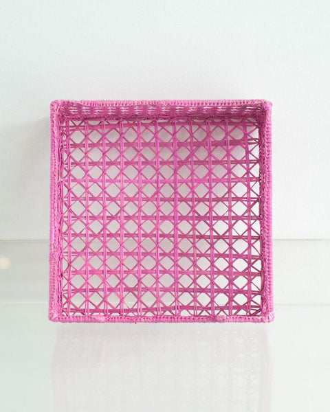 CONTEMPORARY WOVEN RATTAN NAPKIN HOLDER IN PINK