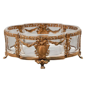 ANTIQUE FRENCH ORMOLU AND CRYSTAL JARDINIERE