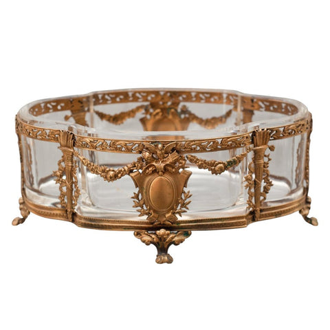 ANTIQUE FRENCH ORMOLU AND CRYSTAL JARDINIERE