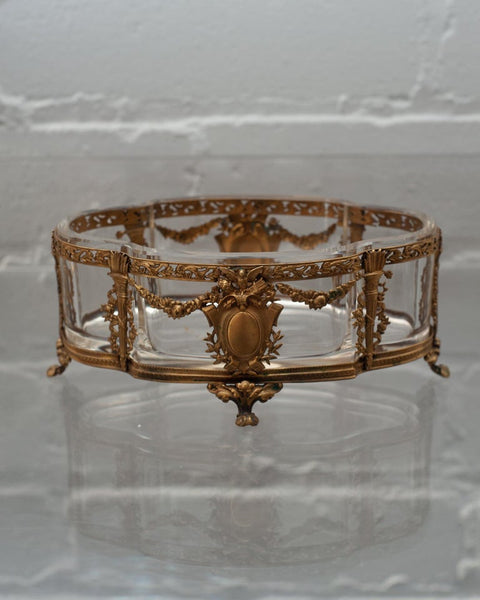 ANTIQUE FRENCH ORMOLU AND CRYSTAL JARDINIERE