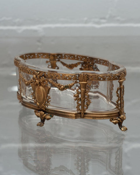 ANTIQUE FRENCH ORMOLU AND CRYSTAL JARDINIERE