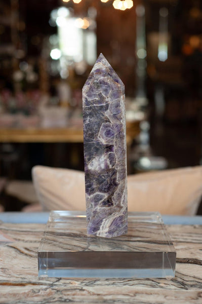 CONTEMPORARY LARGE CHEVRON AMETHYST OBELISK / CRYSTAL POINT