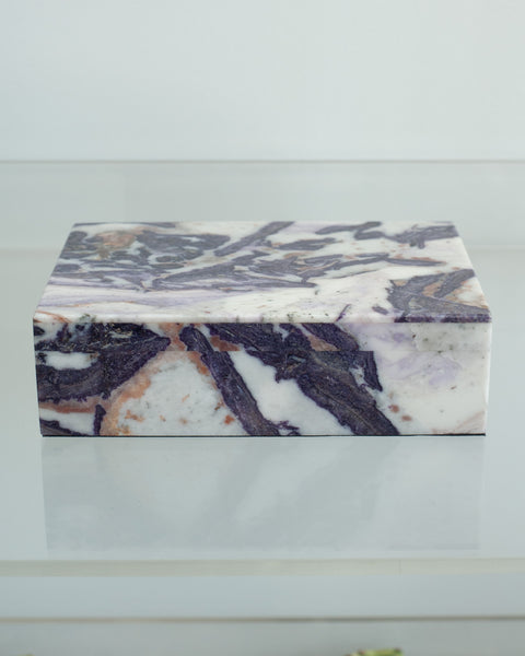 CONTEMPORARY LARGE PURPLE OPAL BOX WITH HINGED LID