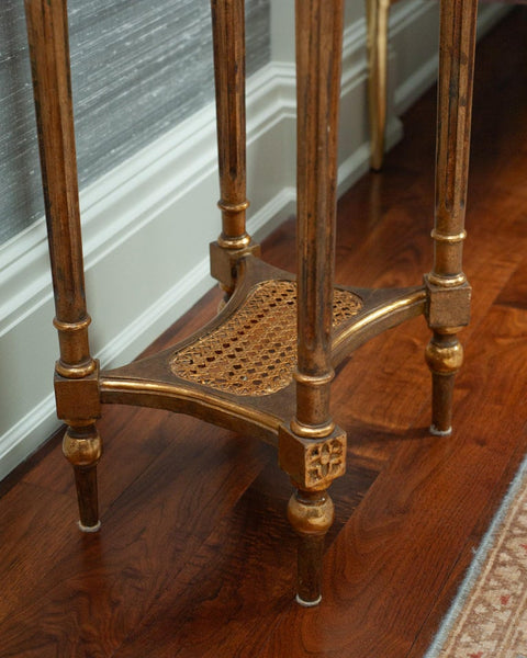 ANTIQUE FRENCH NAPOLEON III GILTWOOD TABLE WITH ORIGINAL BRECCIA MARBLE TOP