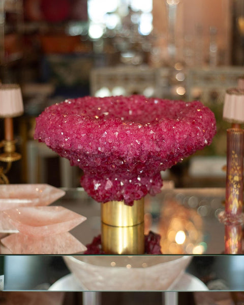 CONTEMPORARY CRYSTALLIZED BOWL IN RUBY RED BY ISAAC MONTÉ, NETHERLANDS