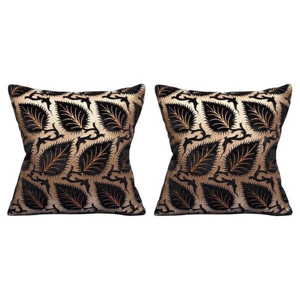 PAIR OF FORTUNY BLACK AND GOLD SILK VELVET PILLOWS