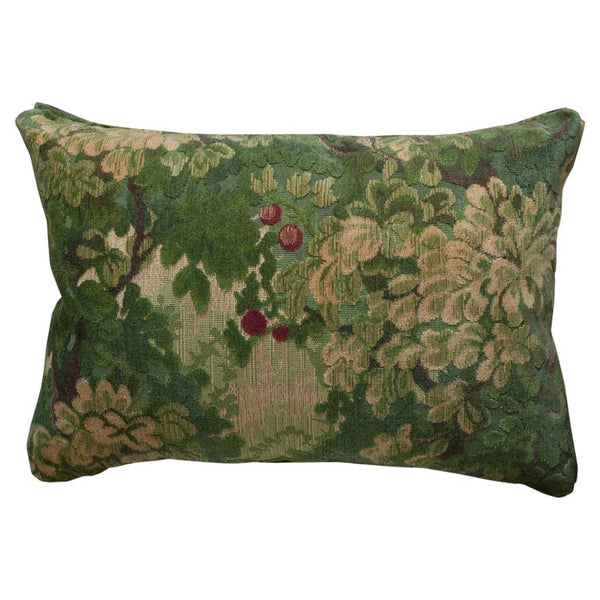 STUDIO MAISON NURITA COLONY "MARLY" GREEN LINEN VELVET VEDURE TAPESTRY PILLOW