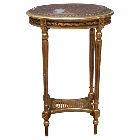 ANTIQUE FRENCH NAPOLEON III GILTWOOD TABLE WITH ORIGINAL BRECCIA MARBLE TOP