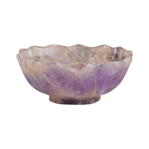 CONTEMPORARY SMALL SCALLOPED AMETHYST CRYSTAL BOWL WITH FOOT