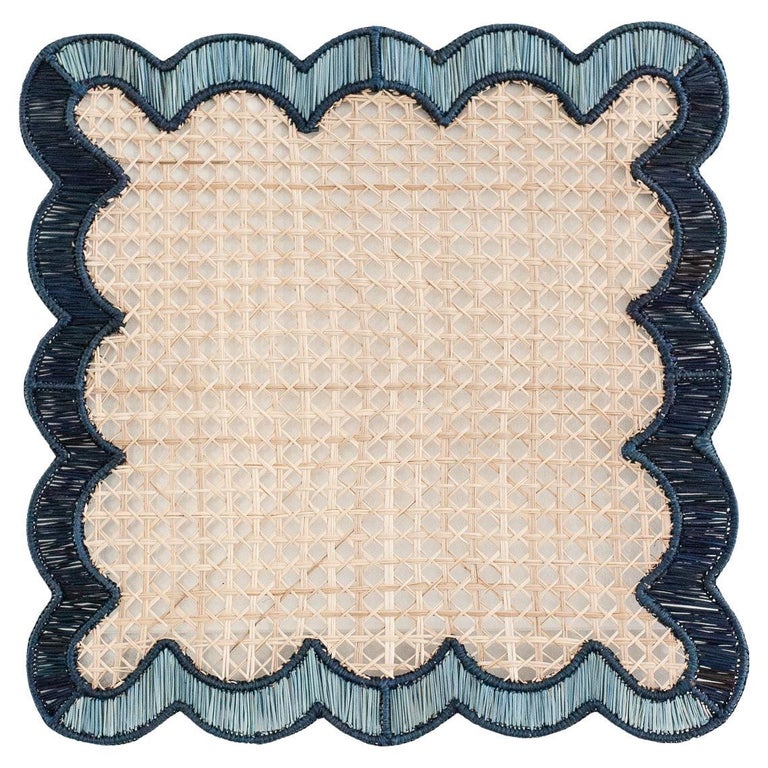 CONTEMPORARY SET OF 8 HANDWOVEN NATURAL RATTAN WAVES PLACEMATS