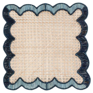 CONTEMPORARY SET OF 8 HANDWOVEN NATURAL RATTAN WAVES PLACEMATS