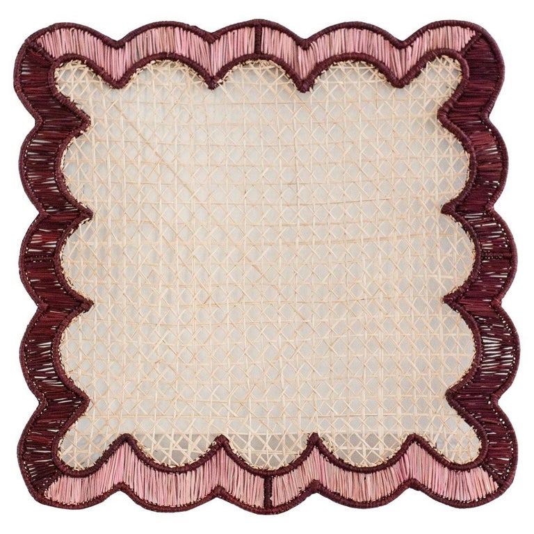 CONTEMPORARY SET OF 8 HANDWOVEN NATURAL RATTAN WAVES PLACEMATS