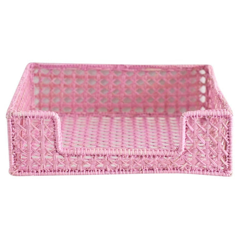 CONTEMPORARY WOVEN RATTAN NAPKIN HOLDER IN SOFT PINK