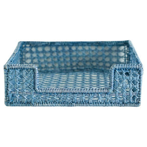 CONTEMPORARY WOVEN RATTAN NAPKIN HOLDER IN SKY BLUE