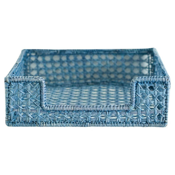 CONTEMPORARY WOVEN RATTAN NAPKIN HOLDER IN SKY BLUE