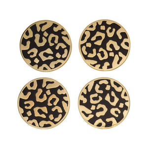 CONTEMPORARY LEOPARD PATTERN BRONZE AND ENAMEL COASTERS