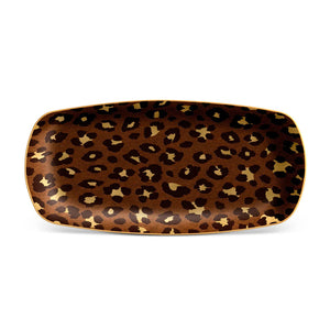 CONTEMPORARY LEOPARD PATTERN PORCELAIN TRAY WITH GILDING