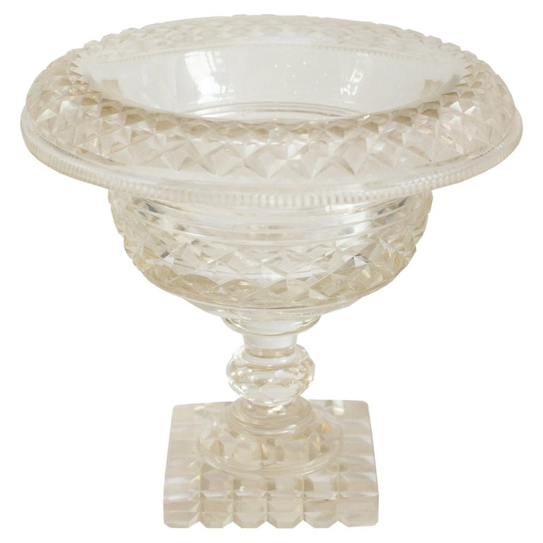 ANTIQUE IRISH CUT CRYSTAL BOWL WITH ROLLED EDGE