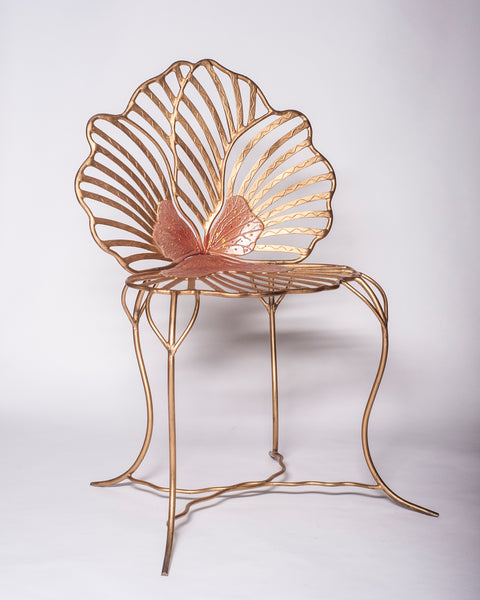 CONTEMPORARY SCULPTURAL METAL PANSY CHAIR, JOY DE ROHAN CHABOT