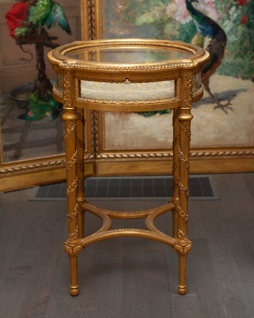 ANTIQUE FRENCH ROUND GILDED DISPLAY TABLE – MAISON NURITA